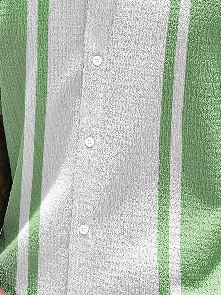 Alohadaddy Retro Bowling Seersucker Contrast Color Stripes 3D Digital Print Men&