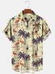 Men's Vintage Hawaiian Shirt Palm Tree Men's Cotton Plus Size Seersucker Top