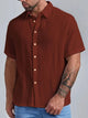 Men's Seersucker Wrinkle-Free Solid Color Casual Basic Short Sleeve Shirt