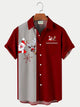 Camisa de rayas con costuras navideñas creativas para hombre con bolsillos