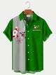 Camisa de rayas con costuras navideñas creativas para hombre con bolsillos