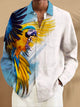Alohadaddy Parrot Print Men's Button Pocket Long Sleeve Shirt