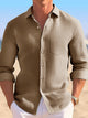 Alohadaddy Beach Holiday Plain Men's Long Sleeve Seersucker Shirts Stretch Comfort Aloha Camp Pocket Shirts Big Tall