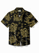 Alohadaddy Vintage Year of the Dragon Black Gold Dragon Print Men's Shirt Stretch Pocket Camping Shirt Big Tall