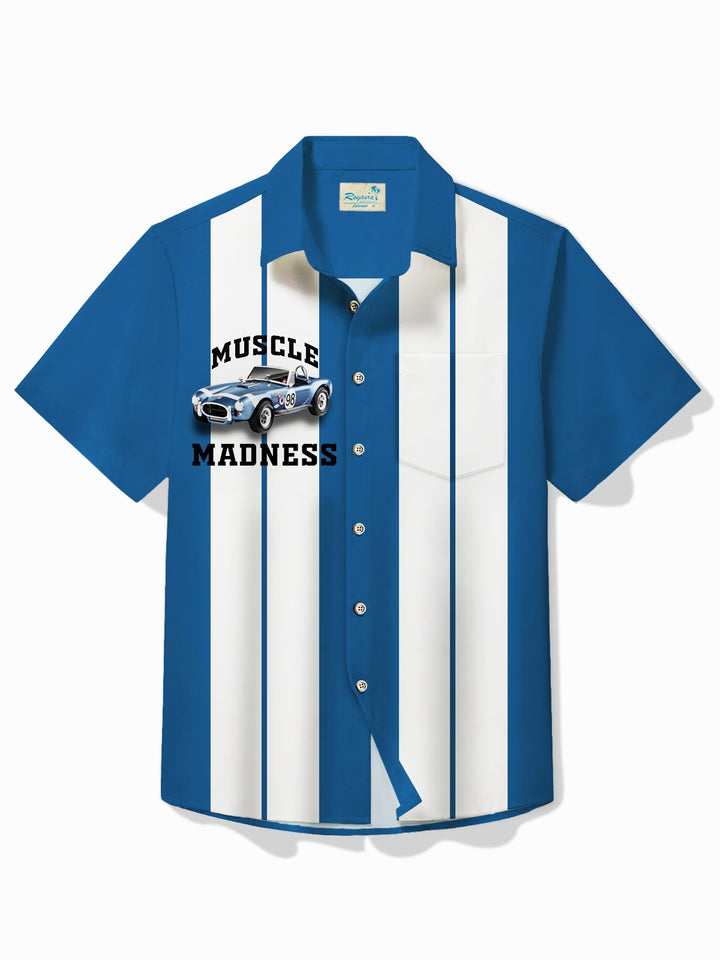 Camisa hawaiana Alohadaddy para hombre, con estampado retro de Shelby Cobra, elástica, de fácil cuidado, con bolsillo para acampar