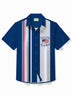 Alohadaddy Holiday Memorial Day Men's American Flag Soldier Print Bowling Shirt Easy Care Camping Pocket Shirt Big Tall
