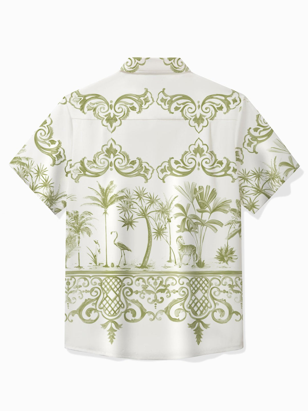 Alohadaddy Vintage Palm Tree Print Chest Pocket Shirt Plus Size Men&