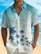 Alohadaddy Beach Vacation Men's Hawaiian Shirt Turtle Print Quick Dry Pocket Camping Shirt Big Tall