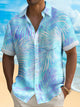 Alohadaddy Beach Vacation Men's Hawaiian Shirt Gradient Botanical Print Stretch Pocket Camping Shirt Big Tall