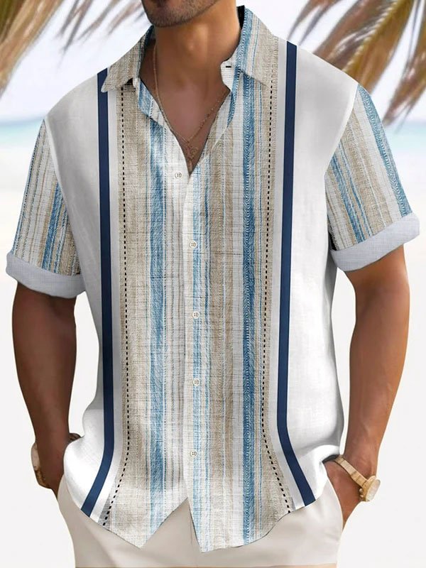 Alohadaddy Retro Gradient Bowling Splicing Printed Men&