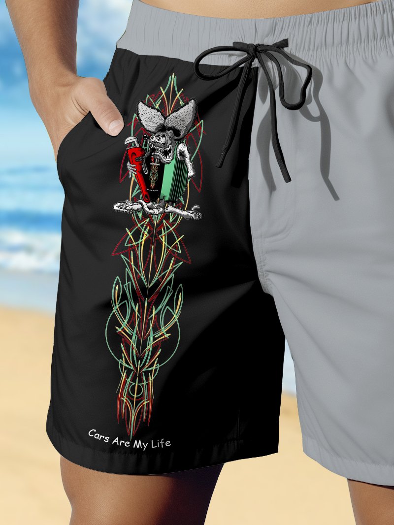 Alohadaddy Hawaiian Pinstripe Panel Print Men&