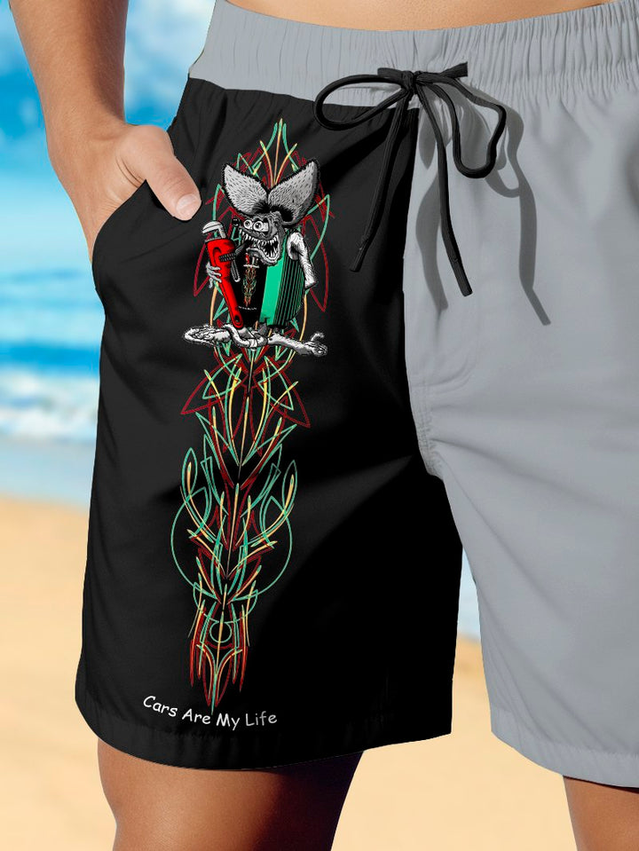 Alohadaddy Hawaiian Pinstripe Panel Print Men&