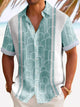 Alohadaddy Vintage Textured 3D Bowling Print Men's Button Pocket Short Sleeve Shirt