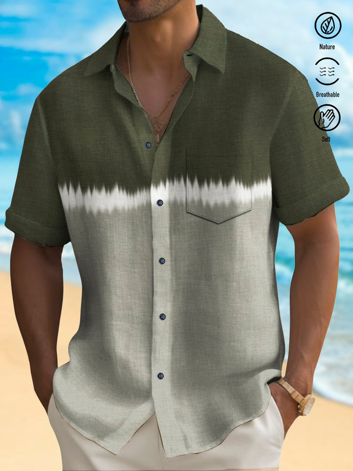 Alohadaddy Vintage Abstract Texture Print Chest Pocket Shirt Plus Size Men&