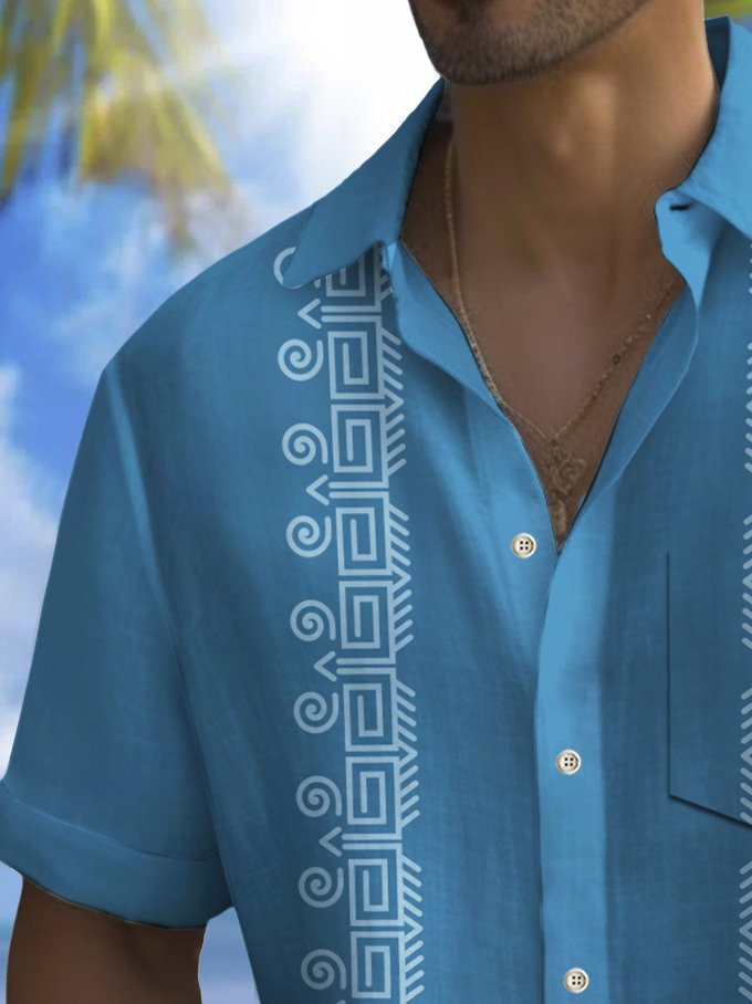 Camisa Guayabera Vintage de los años 60 para hombre de Alohadaddy, camisa de campamento con bolsillo elástico, talla grande
