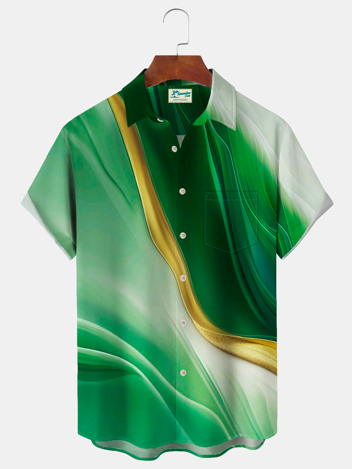 Alohadaddy Vintage Abstract Gradient Print Chest Pocket Men&