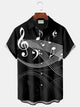 Alohadaddy Beach Vacation Men's Hawaiian Shirt Music Note Print Pocket Camping Shirt Big Tall