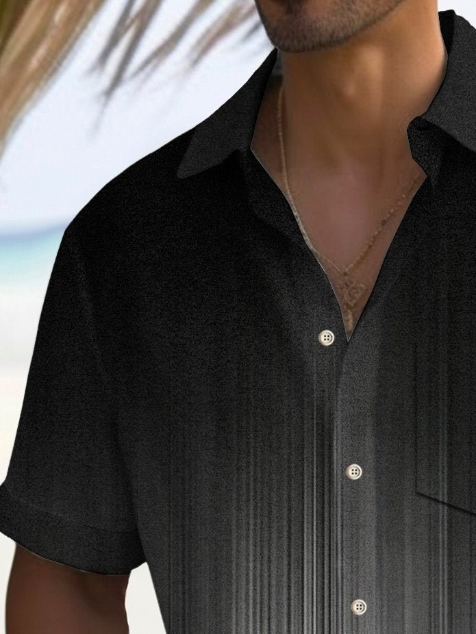 Alohadaddy Vintage Gradient Stripe Print Chest Pocket Men&