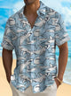 Alohadaddy Hawaii Marine Creatures Whale Shark 3D Print Men's Button Pocket Short Sleeve Shirt Big & Tall