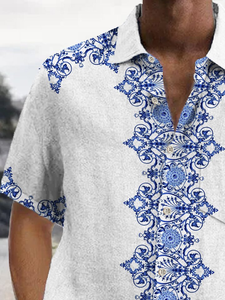 Chemise hawaïenne vintage pour homme Alohadaddy, style baroque, imprimé floral ethnique, poche extensible, chemise de camping, grande taille