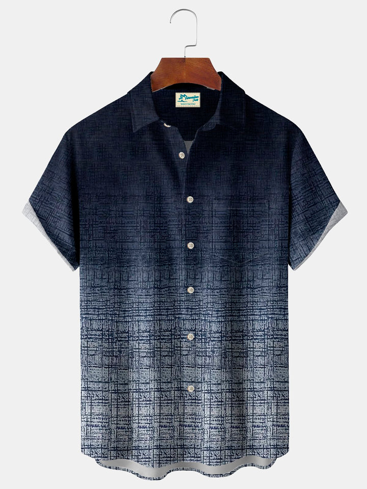 Alohadaddy Vintage Abstract Texture Print Chest Pocket Men&