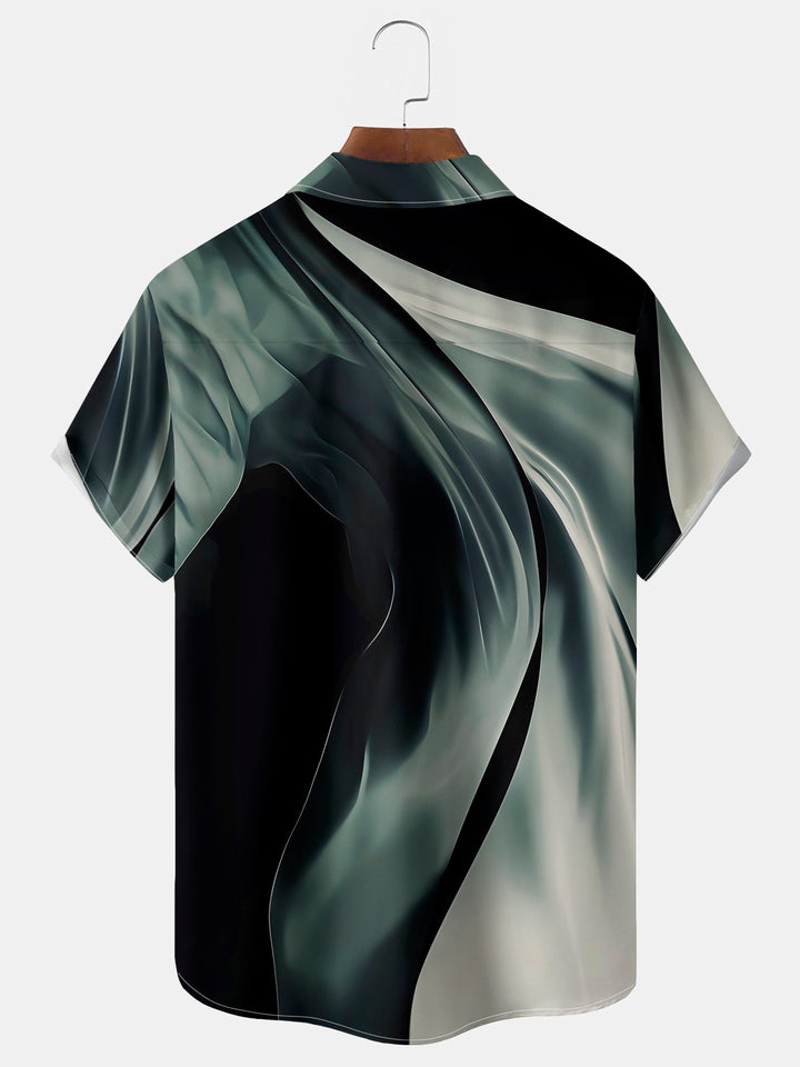Alohadaddy Vintage Abstract Gradient Texture Print Chest Pocket Men&