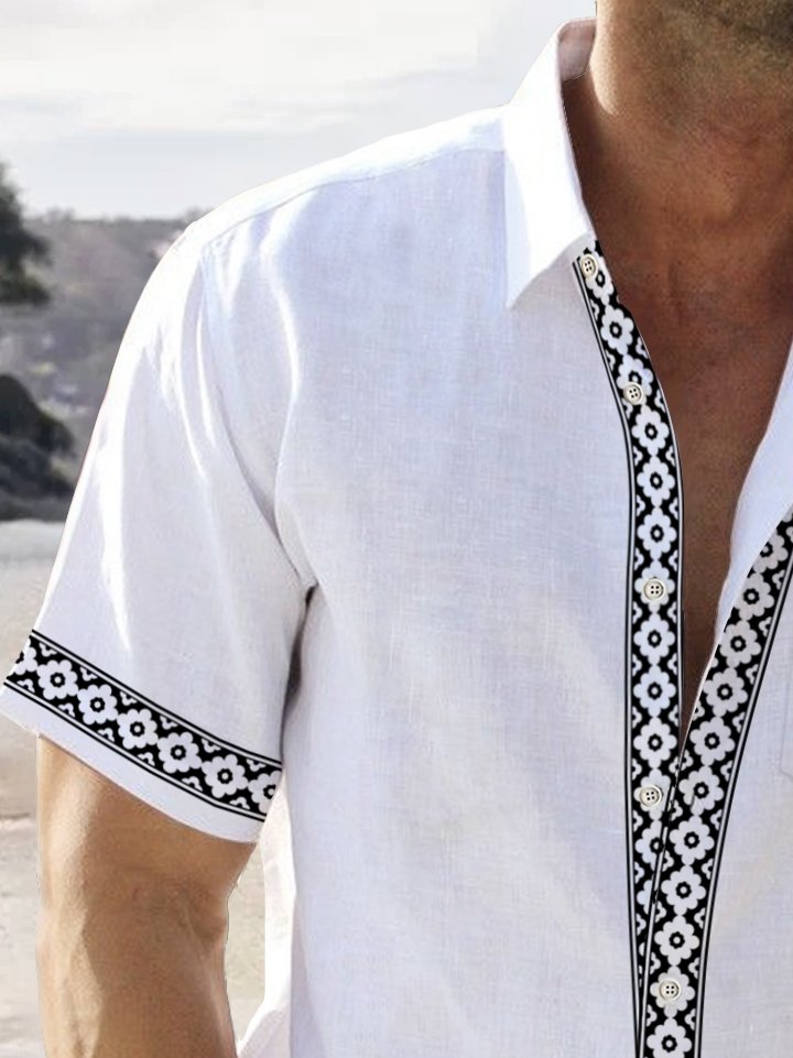 Camisa hawaiana básica Alohadaddy para hombre, con estampado floral étnico, elástica, con bolsillo, para acampar, talla grande