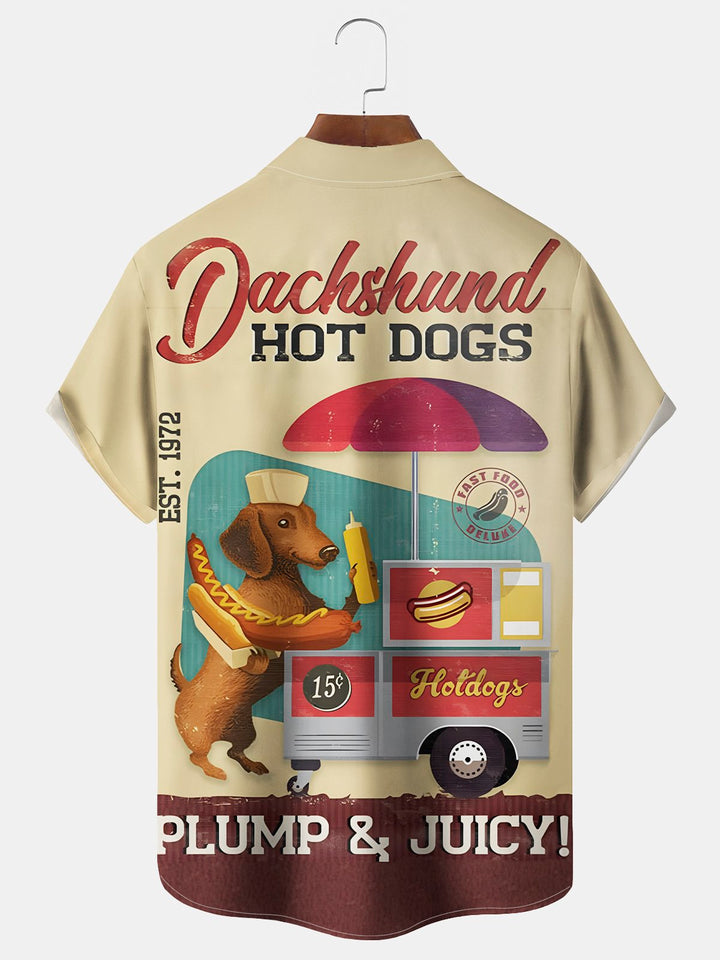 Alohadaddy Vintage Hot Dog Art Print Chest Pocket Men&