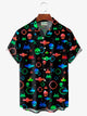 Camisa de manga corta con bolsillo y botones para hombre, con estampado digital 3D de dibujos animados retro de extraterrestres de Alohadaddy, talla grande y alta