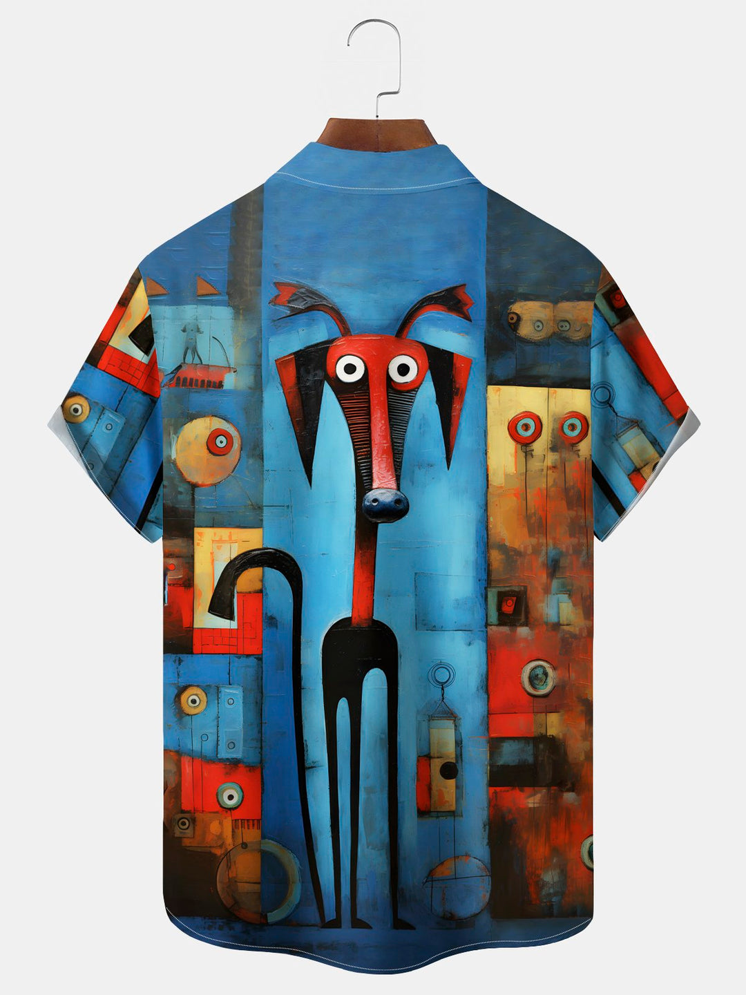 Alohadaddy Vintage Dog Print Chest Pocket Shirt Plus Size Men&