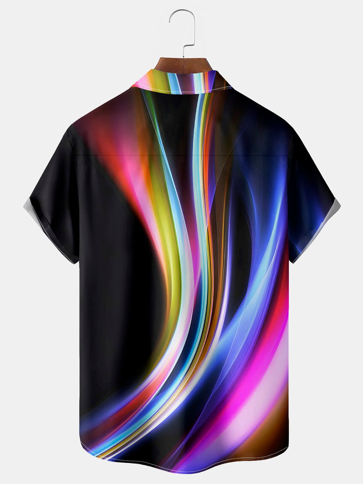 Alohadaddy Vintage Gradient Print Chest Pocket Shirt Plus Size Men&