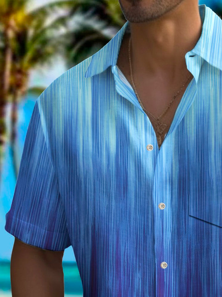 Alohadaddy Vintage Gradient Texture Print Chest Pocket Shirt Plus Size Men&