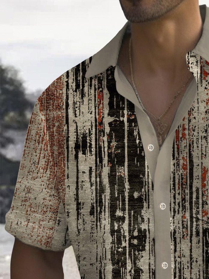 Camisa elástica con bolsillo en el pecho y estampado de textura abstracta vintage de Alohadaddy, talla grande