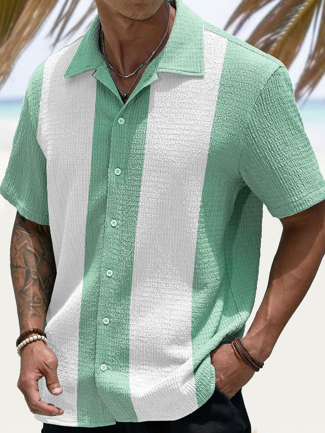 Chemise à manches courtes et poches à boutons pour homme Alohadaddy Retro Basic Bowling Contrast Color 60s 3D Digital Print Big &amp;amp; Tall
