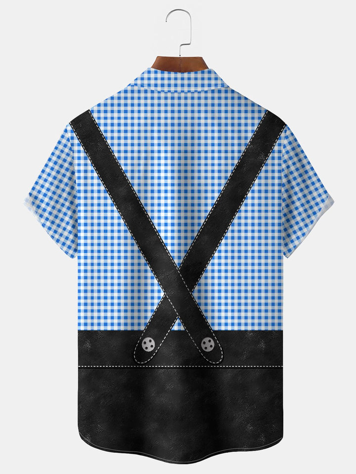 Camisa elástica con bolsillo en el pecho para hombre con estampado de dibujos animados de cerveza divertida Oktoberfest de Alohadaddy, talla grande