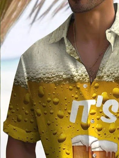 Camisa elástica con bolsillo en el pecho y estampado de cerveza Oktoberfest para hombre de Alohadaddy, talla grande