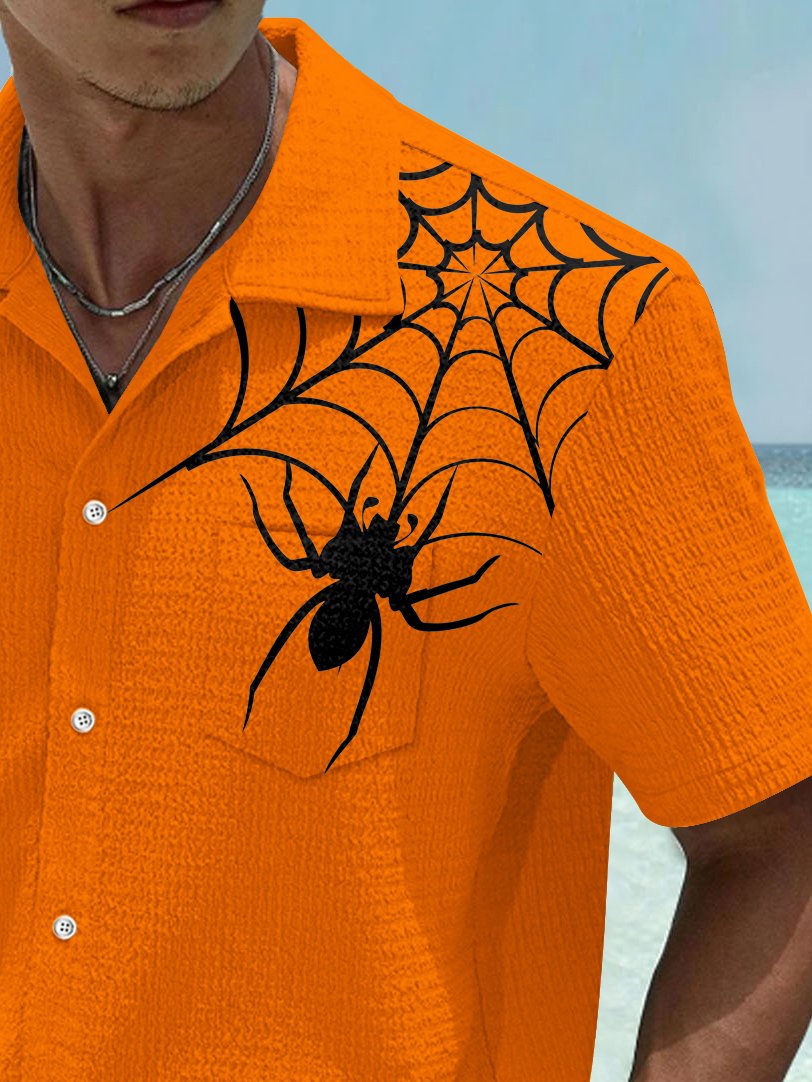 Chemise extensible en seersucker à imprimé araignée d&