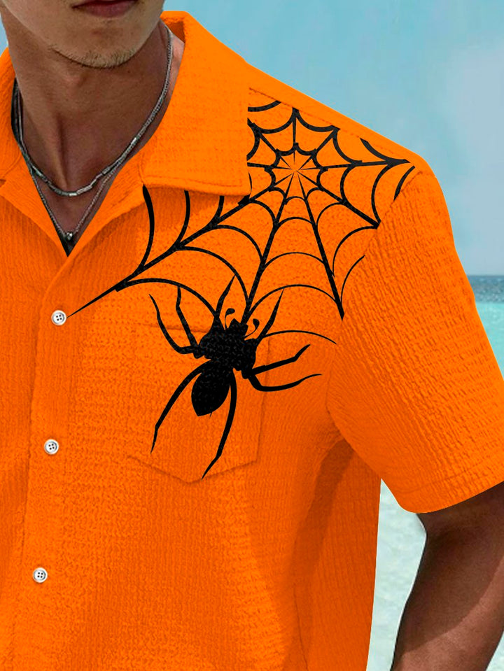 Chemise extensible en seersucker à imprimé araignée d&