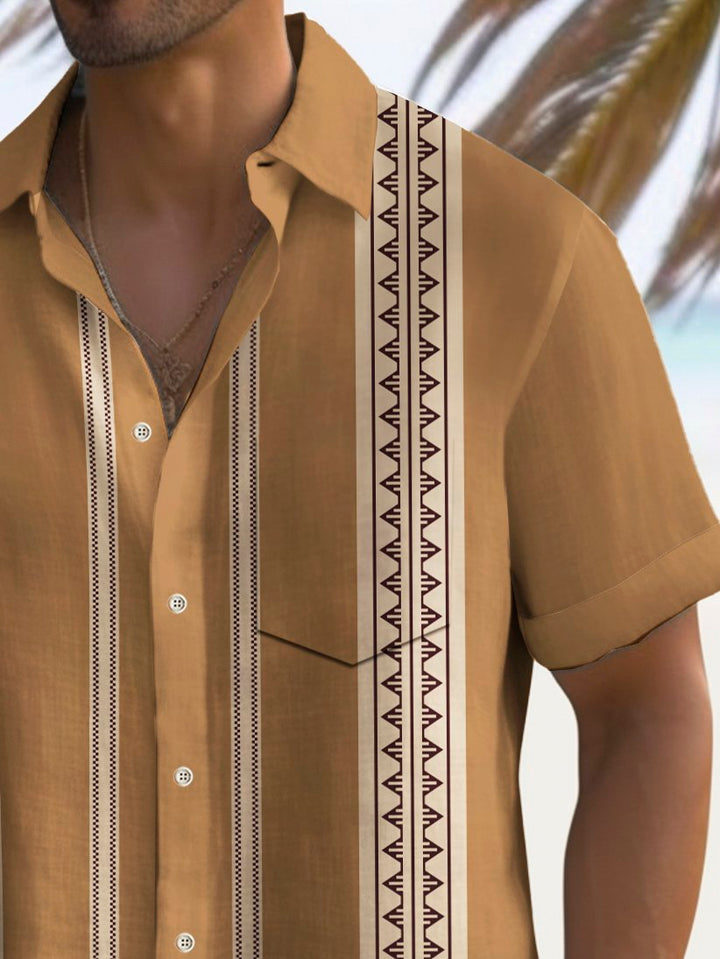 Chemise extensible à poche poitrine pour homme avec imprimé à motif grec vintage de bowling d&