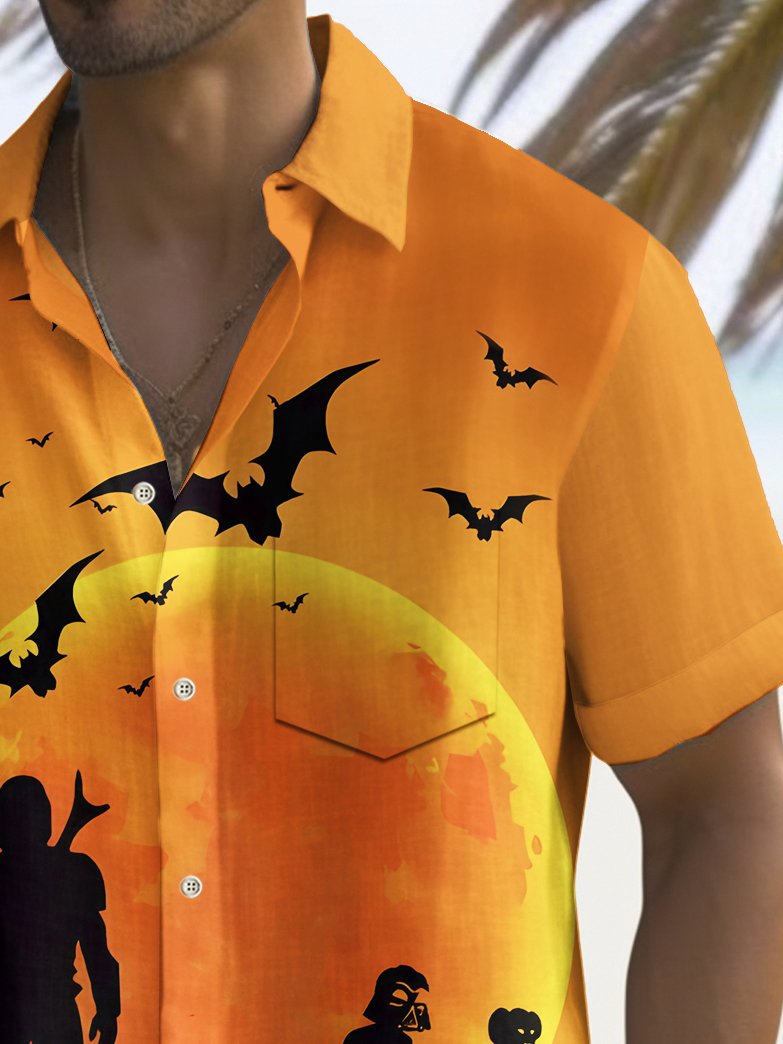 Chemise extensible à poche poitrine pour homme avec imprimé dessin animé d&