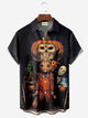 Camisa de manga corta con bolsillo y botones para hombre con estampado digital 3D de calavera de película de Halloween de Alohadaddy, talla grande y alta