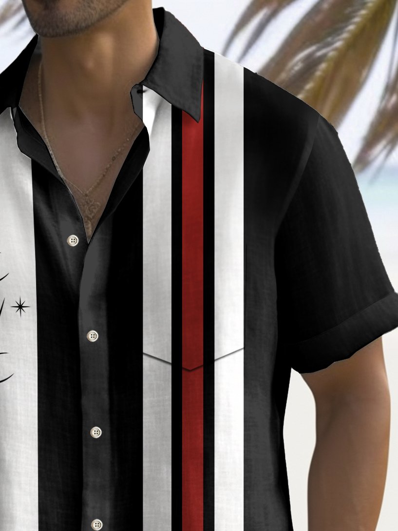 Alohadaddy Vintage Bowling Geometric Cocktail Print Men&