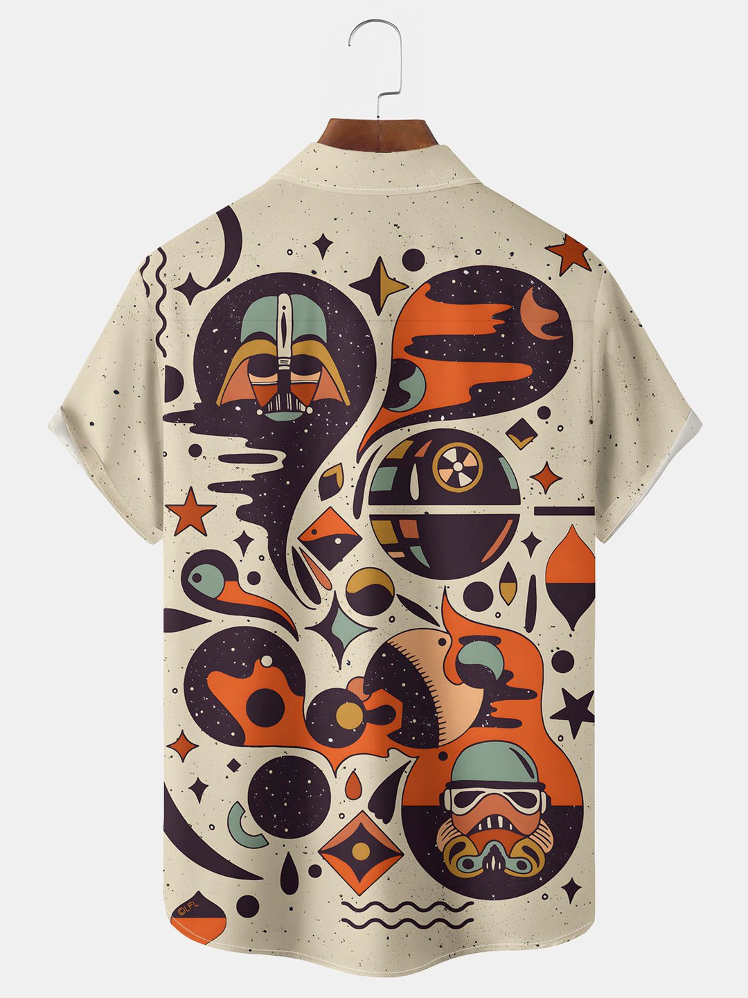 Camisa elástica con bolsillo en el pecho y estampado geométrico vintage de dibujos animados para hombre de Alohadaddy, talla grande