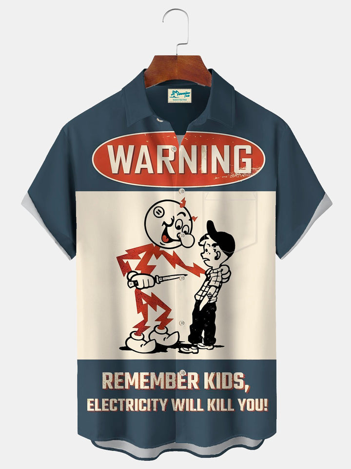 Alohadaddy Vintage Warning Cartoon Print Men&