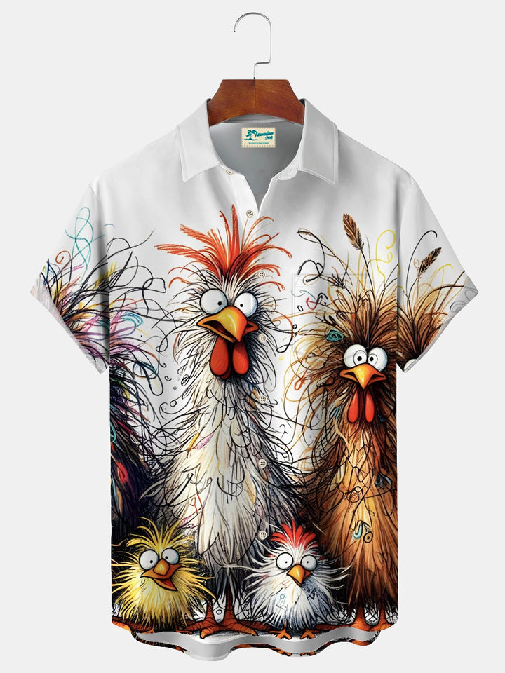 Alohadaddy Vintage Funny Chick Cartoon Print Men&