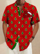 Camisa de manga corta con bolsillo y botones para hombre con estampado digital 3D de árbol de Navidad de vacaciones de Alohadaddy, talla grande y alta