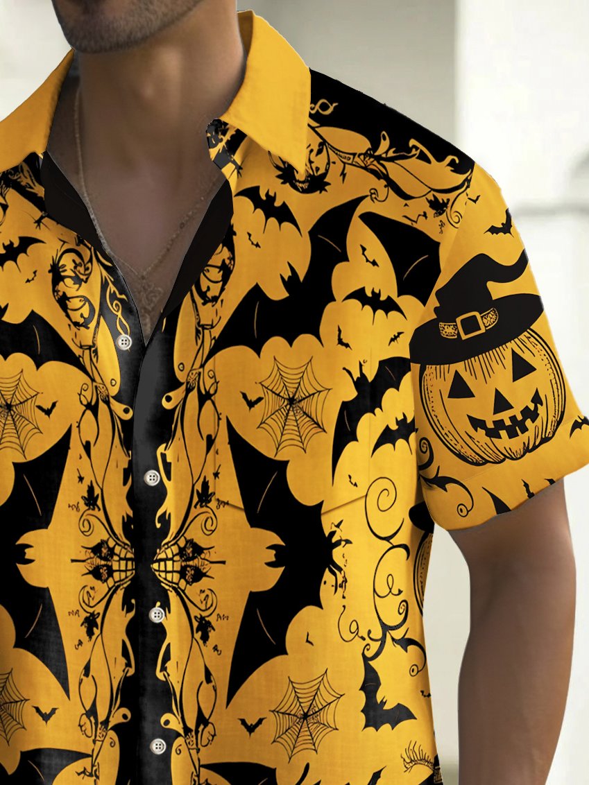 Alohadaddy Halloween Pumpkin Bat Print Men&