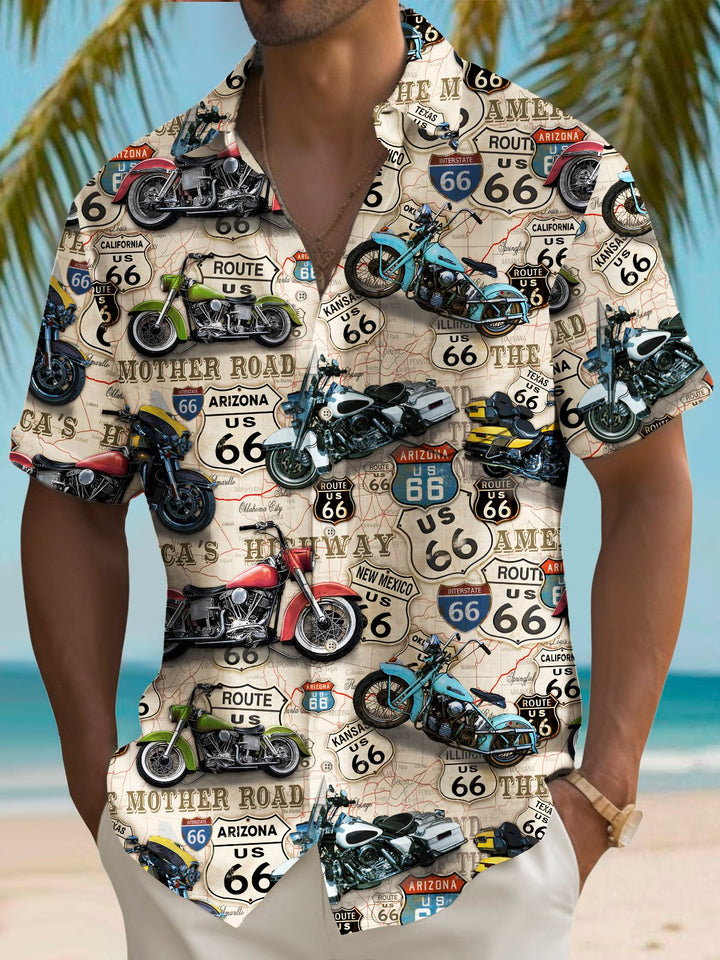 Chemise extensible à imprimé moto vintage Route 66 d&