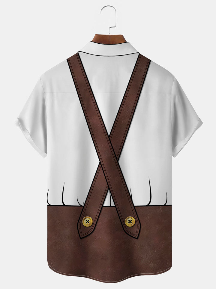 Chemise extensible à poche poitrine pour homme avec imprimé dessin animé de bière amusante Oktoberfest d&