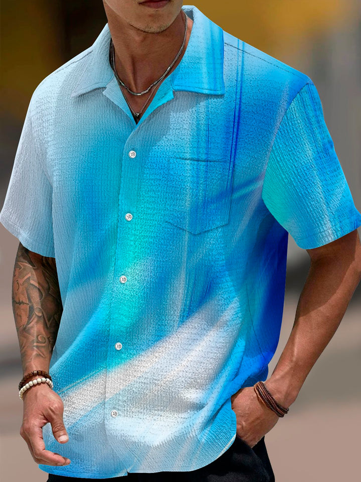 Chemise extensible en seersucker à imprimé dégradé vintage Alohadaddy pour homme, grande taille